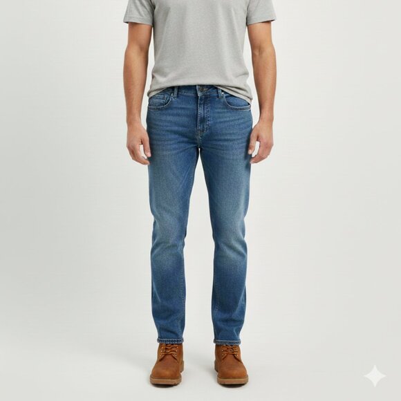 Y2K Revival Urban Pipeline Jeans Mens Size 34x32 UltraFlex Straight Blue Denim - Picture 1 of 10